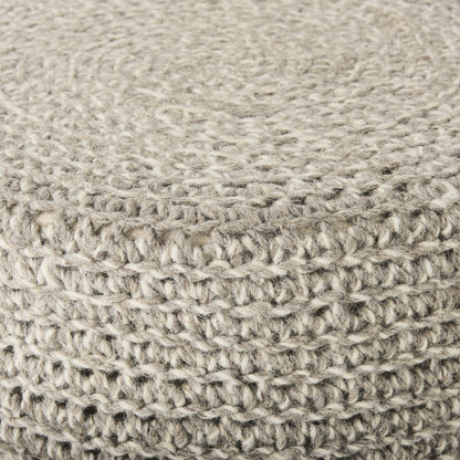 Mercana Bina 24"Dia Light Grey Wool Stool