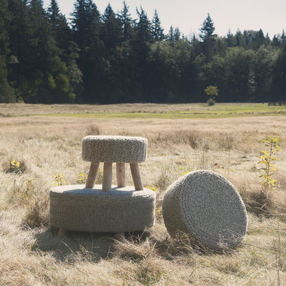 Mercana Bina 24"Dia Light Grey Wool Stool