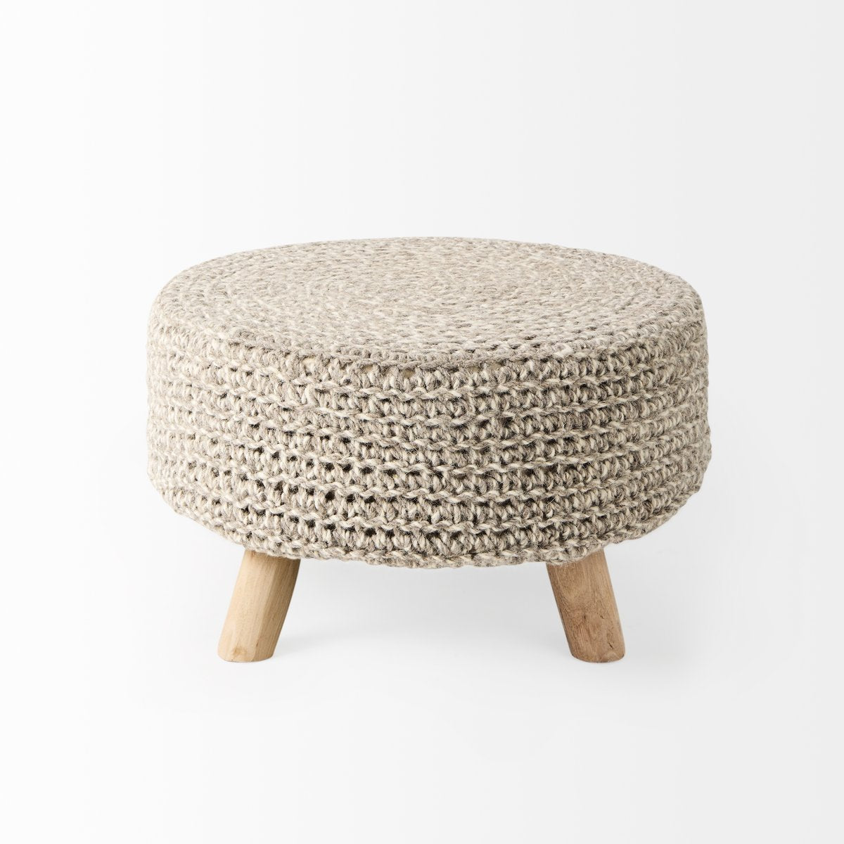 Mercana Bina 24"Dia Light Grey Wool Stool