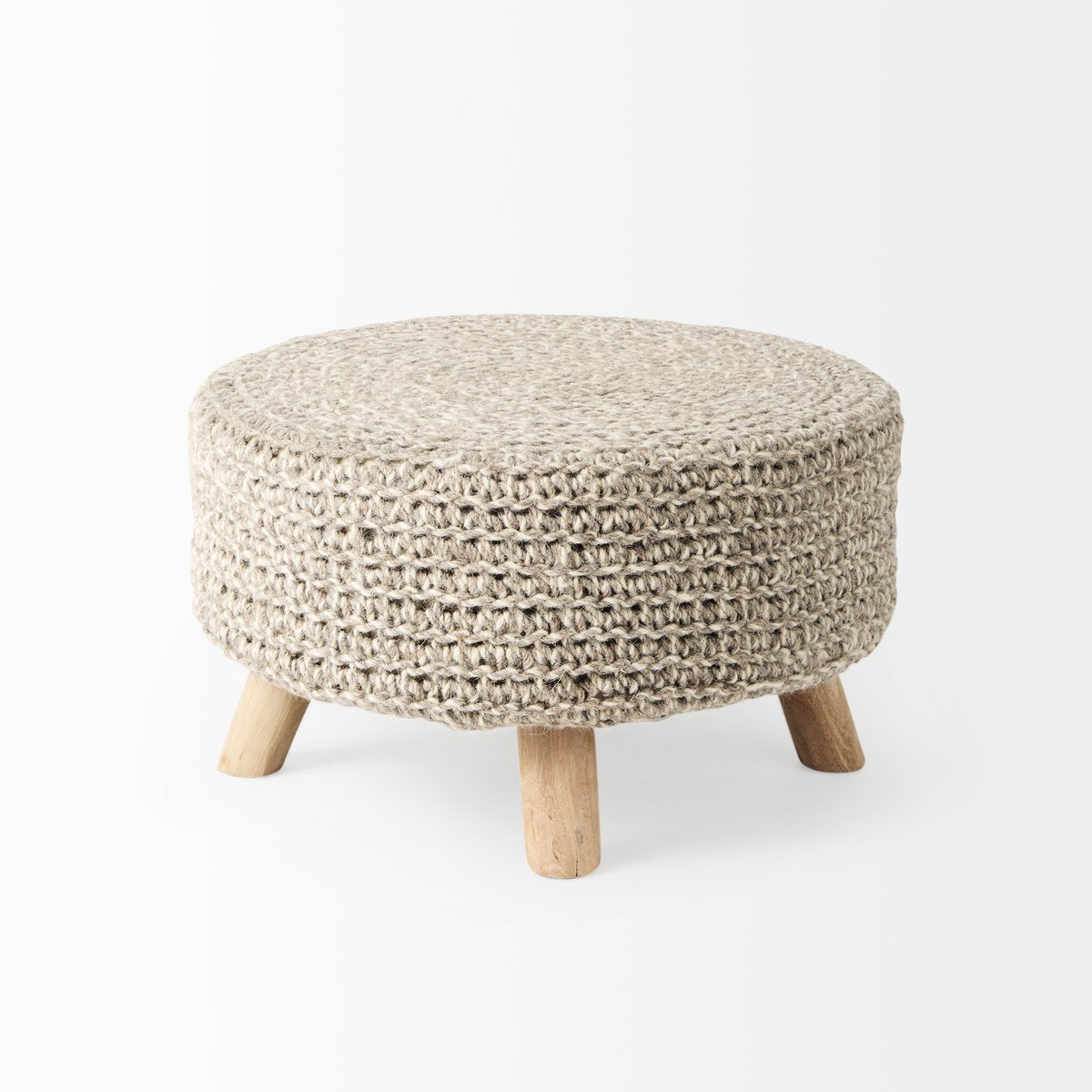 Mercana Bina 24"Dia Light Grey Wool Stool
