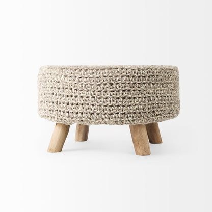 Mercana Bina 24"Dia Light Grey Wool Stool