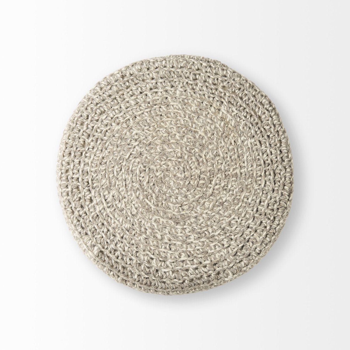 Mercana Bina 24"Dia Light Grey Wool Stool