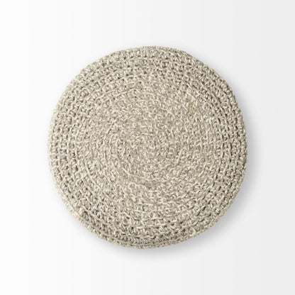 Mercana Bina 24"Dia Light Grey Wool Stool