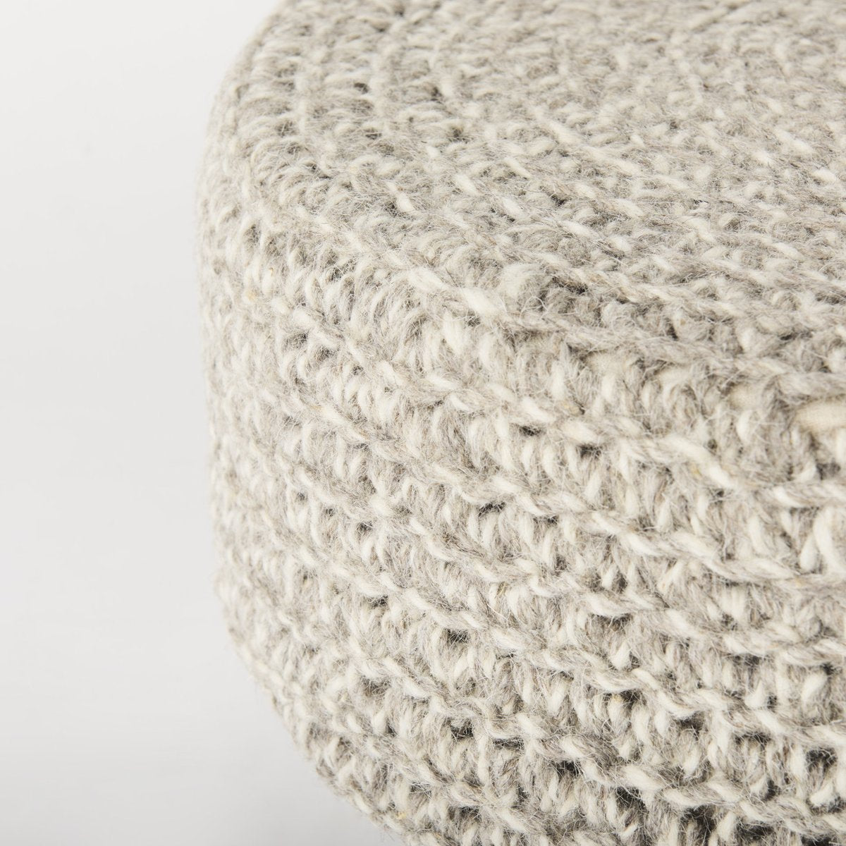 Mercana Bina 24"Dia Light Grey Wool Stool