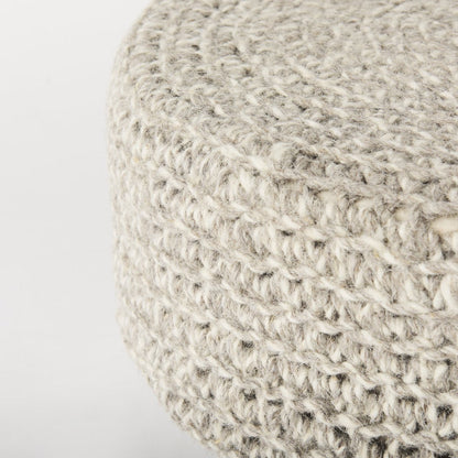 Mercana Bina 24"Dia Light Grey Wool Stool