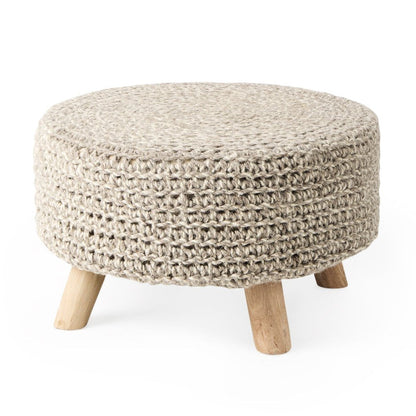 Mercana Bina 24"Dia Light Grey Wool Stool