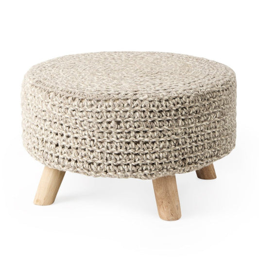 Mercana Bina 24"Dia Light Grey Wool Stool