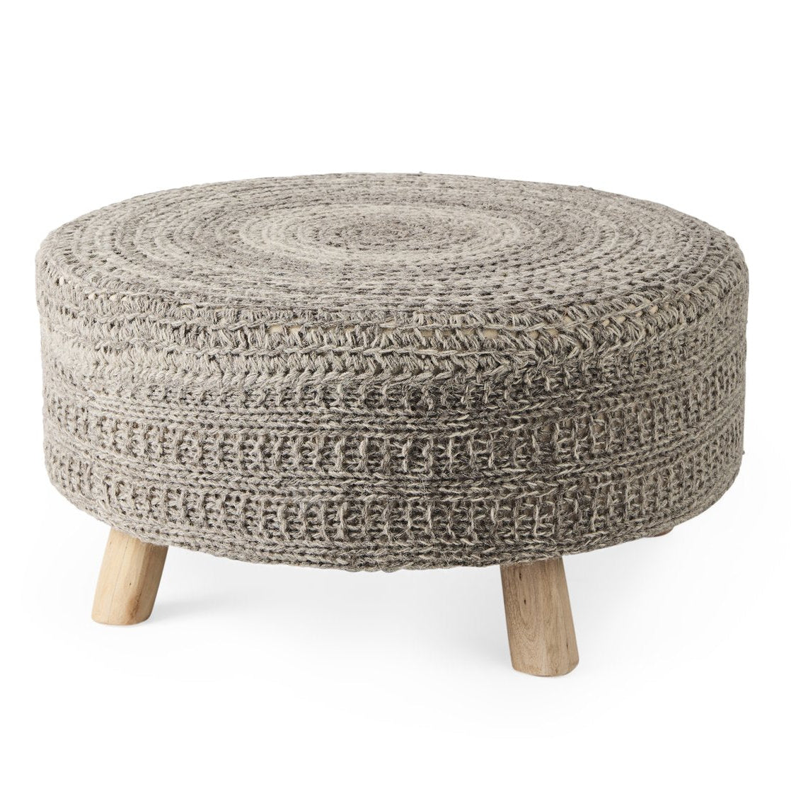 Mercana Bina 30"Dia Dark Grey Wool Stool