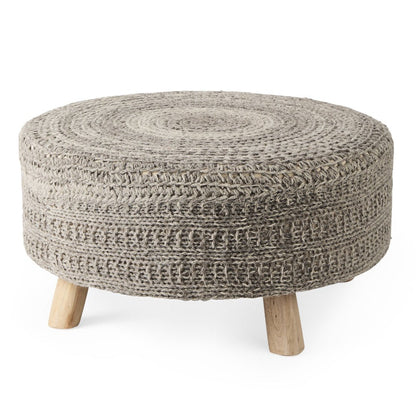 Mercana Bina 30"Dia Dark Grey Wool Stool