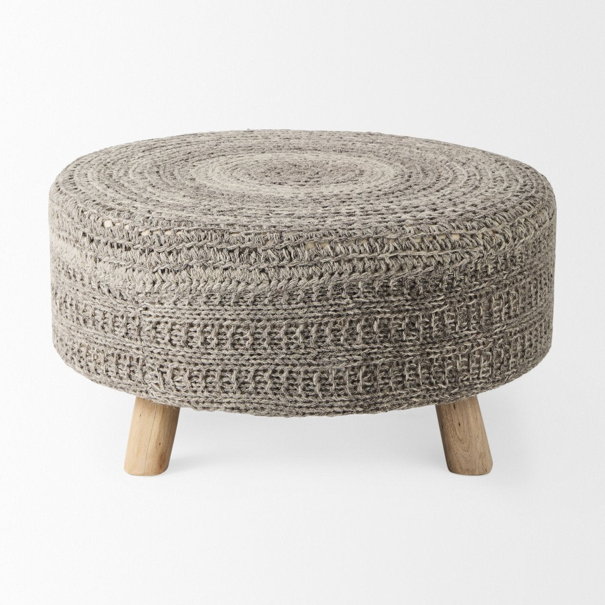 Mercana Bina 30"Dia Dark Grey Wool Stool