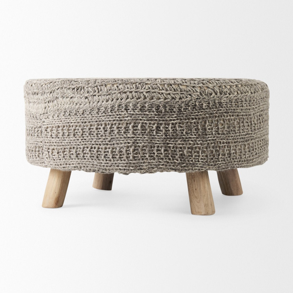 Mercana Bina 30"Dia Dark Grey Wool Stool