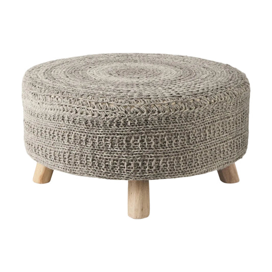 Mercana Bina 30"Dia Dark Grey Wool Stool