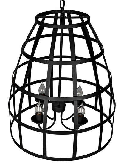 Birdcage Black Steel Pendant 305-Pendants-Noir-Sideboards and Things