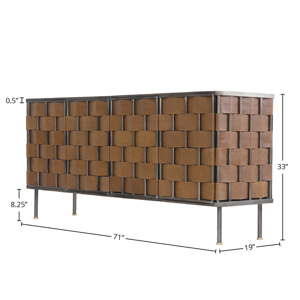 LH Home Bishop Four Doors Leather Warp Sideboard