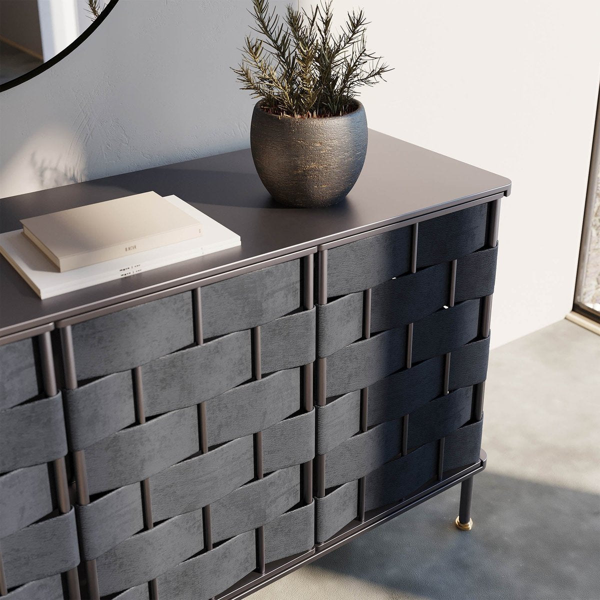 LH Home Bishop Four Doors Leather Warp Sideboard