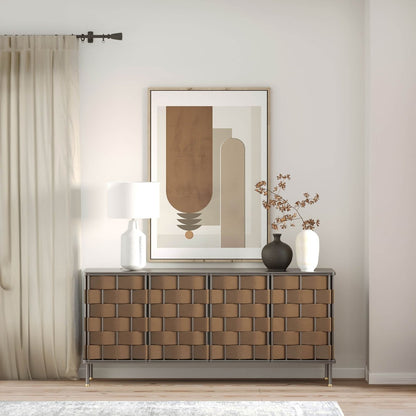 LH Home Bishop Four Doors Leather Warp Sideboard
