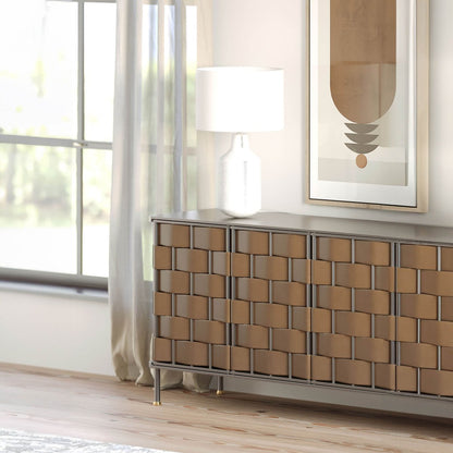 LH Home Bishop Four Doors Leather Warp Sideboard