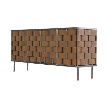LH Home Bishop Four Doors Leather Warp Sideboard