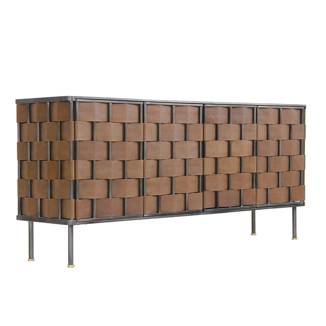 LH Home Bishop Four Doors Leather Warp Sideboard