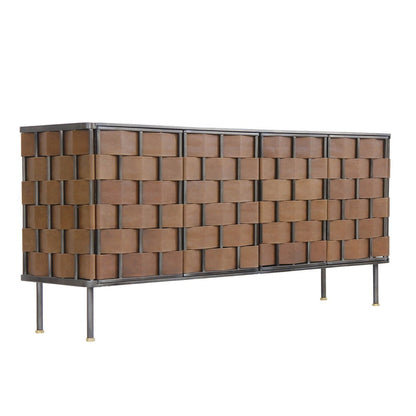 LH Home Bishop Four Doors Leather Warp Sideboard