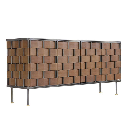 LH Home Bishop Four Doors Leather Warp Sideboard