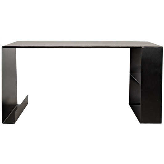 Black Black Steel Desk-Home Office Desks-Noir-Sideboards and Things