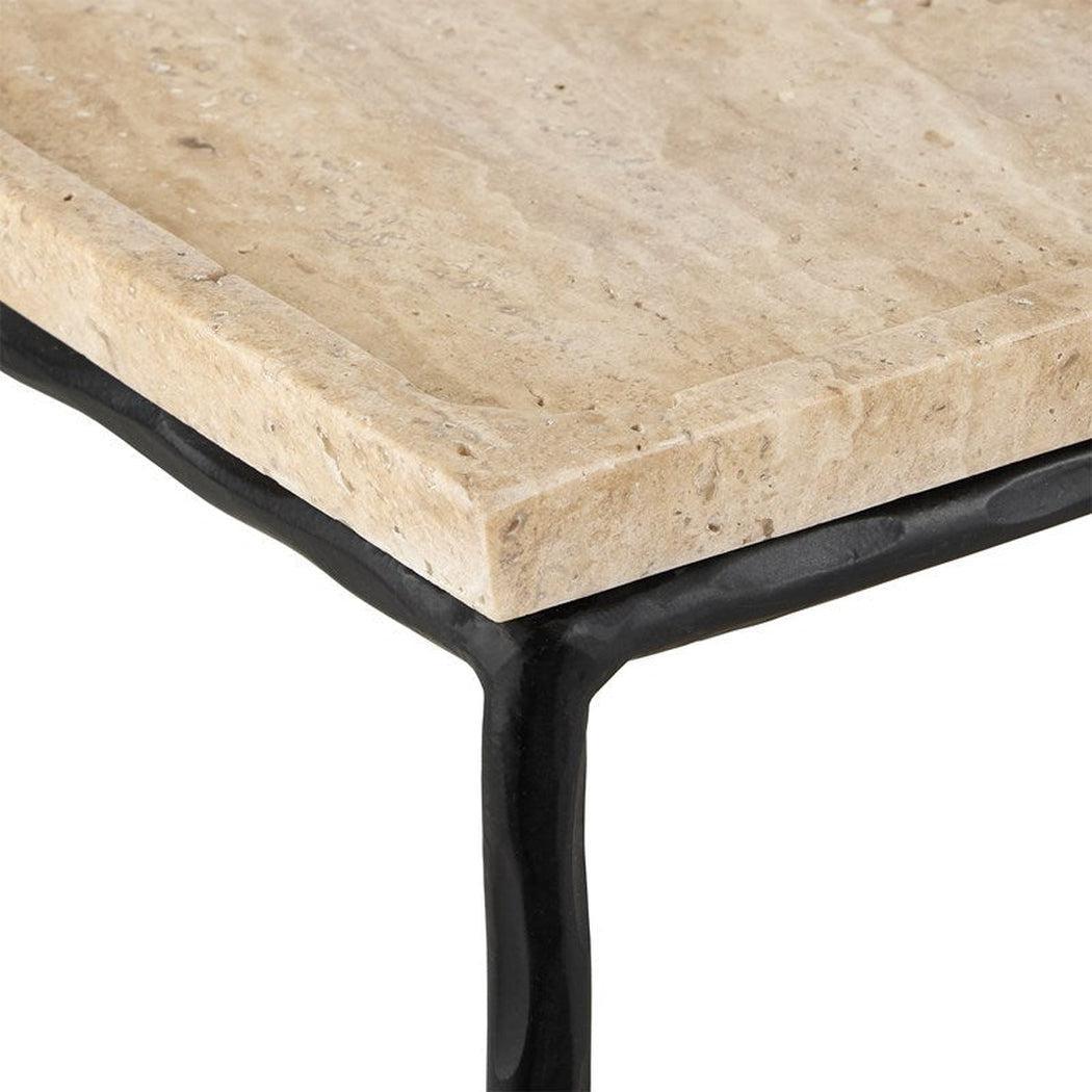 Black Boyles Travertine Side Table Marjorie Skouras Collection Side Tables Sideboards and Things By Currey & Co