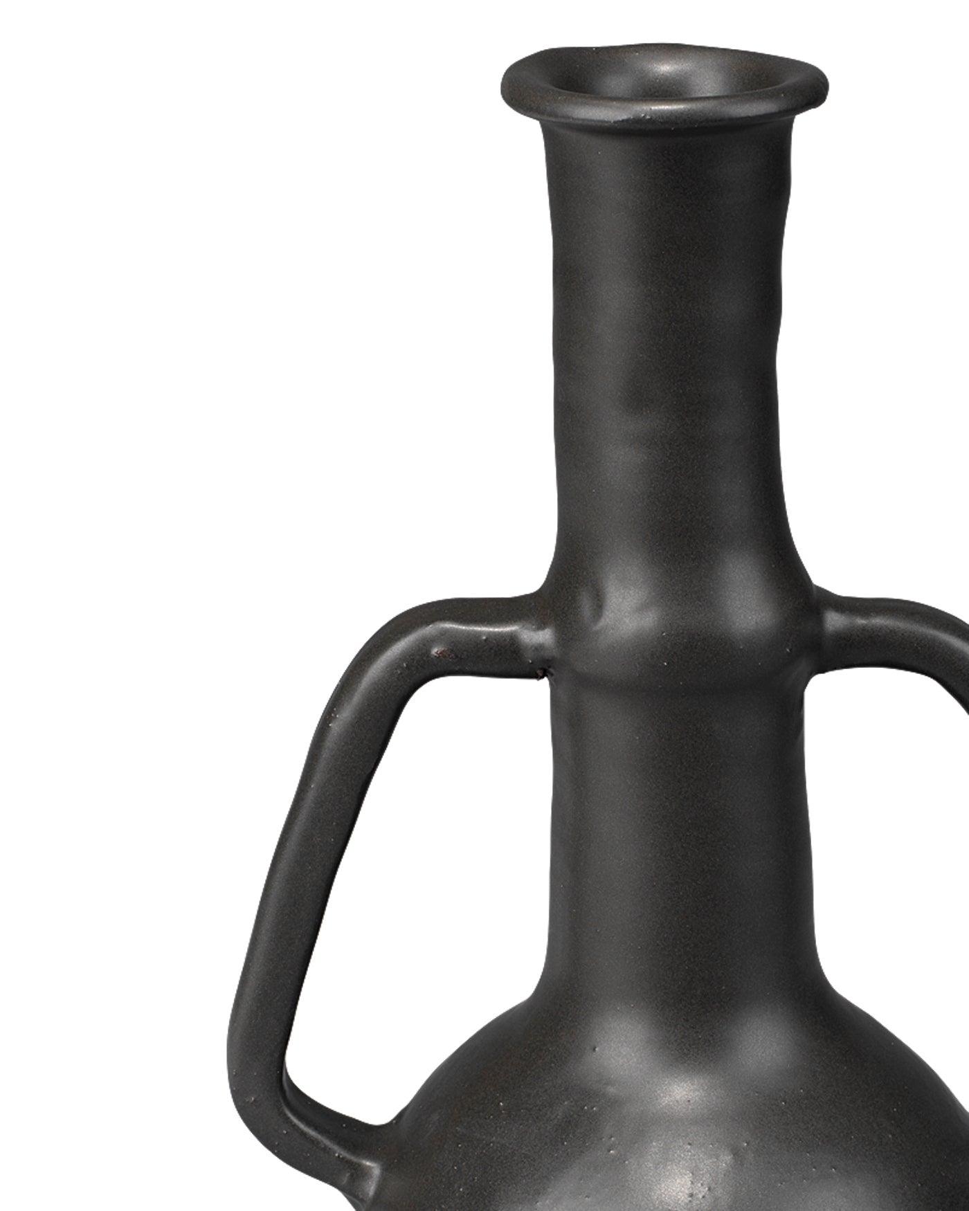 Black Ceramic Horton Handled Vase Vases & Jars Sideboards and Things By Jamie Young