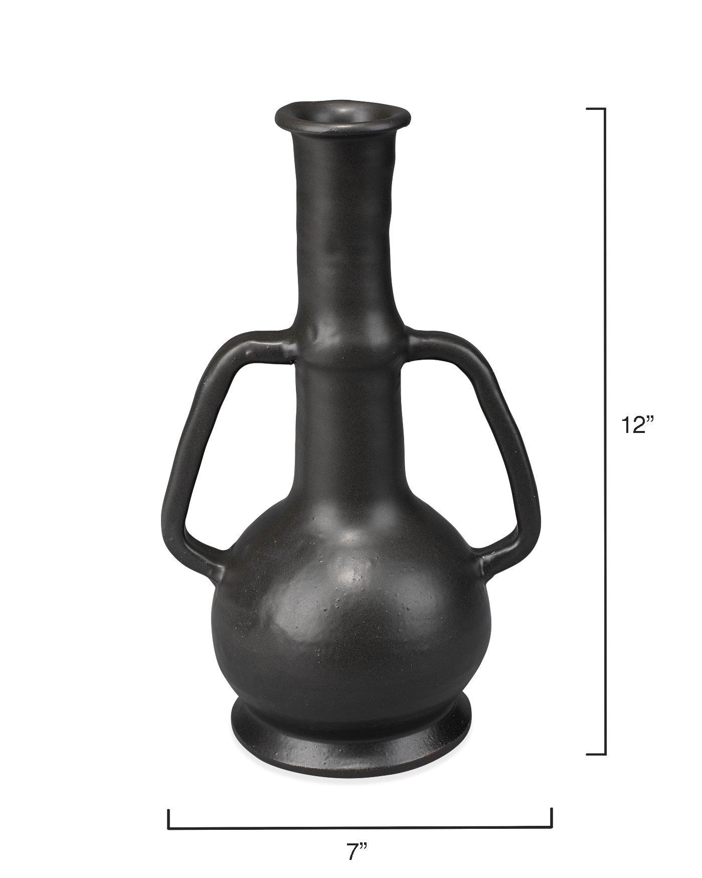 Black Ceramic Horton Handled Vase Vases & Jars Sideboards and Things By Jamie Young