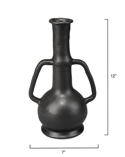 Black Ceramic Horton Handled Vase Vases & Jars Sideboards and Things By Jamie Young