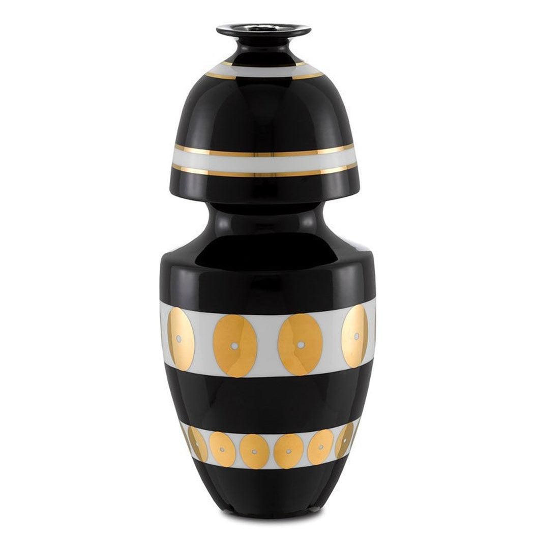 Black Gold White De Luca Black and Gold Gourd Vase Vases & Jars Sideboards and Things By Currey & Co