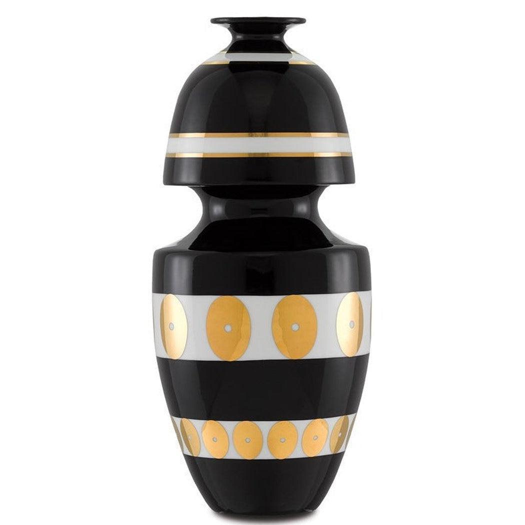 Black Gold White De Luca Black and Gold Gourd Vase Vases & Jars Sideboards and Things By Currey & Co