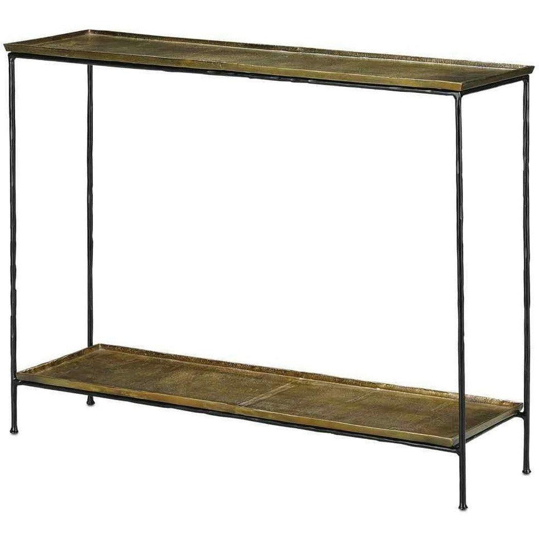 Black Iron Antique Brass Boyles Brass Console Table Console Tables Sideboards and Things By Currey & Co