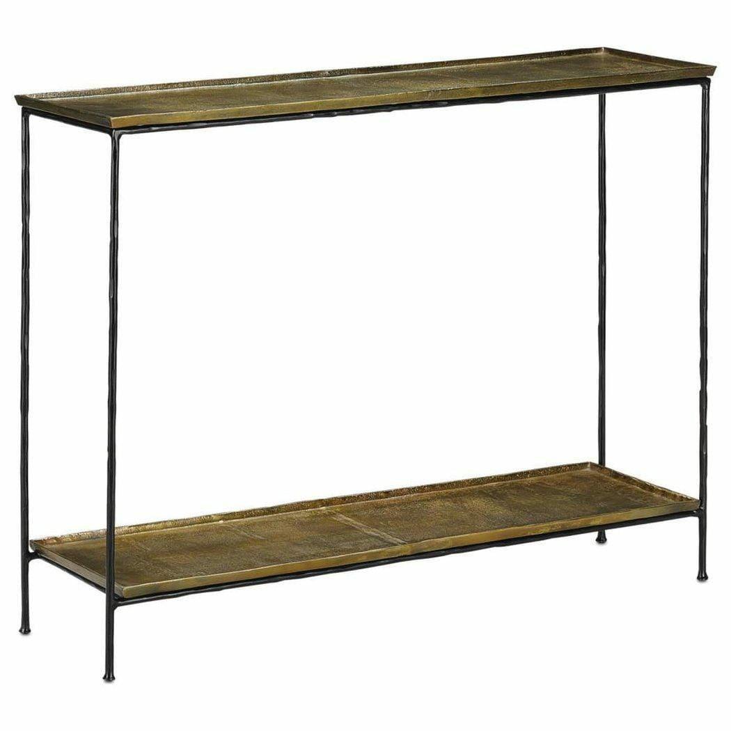 Black Iron Antique Brass Boyles Brass Console Table Console Tables Sideboards and Things By Currey & Co