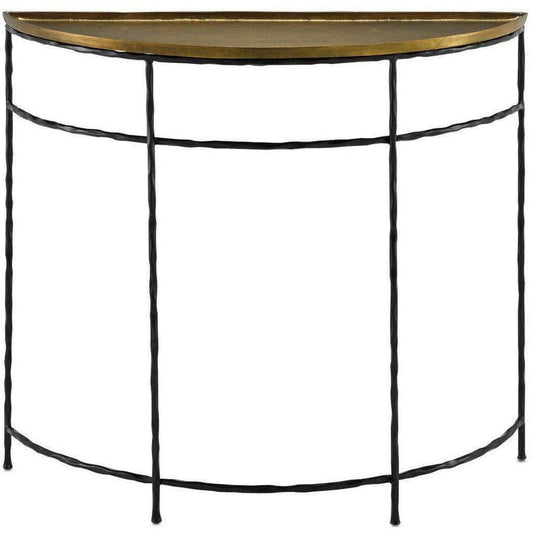 Black Iron Antique Brass Boyles Brass Demi-Lune Console Tables Sideboards and Things By Currey & Co