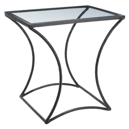 Black Iron & Glass Top Square Mid Century Modern Side Table Side Tables Sideboards and Things By Jamie Young