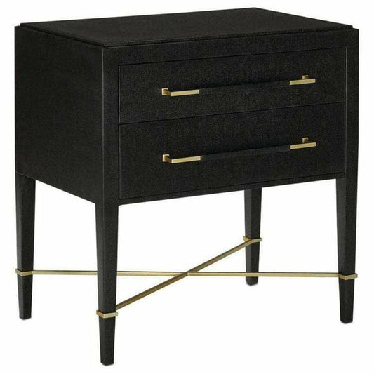Black Lacquered Linen Champagne Verona Black Small Accent Cabinet Accent Cabinets Sideboards and Things By Currey & Co