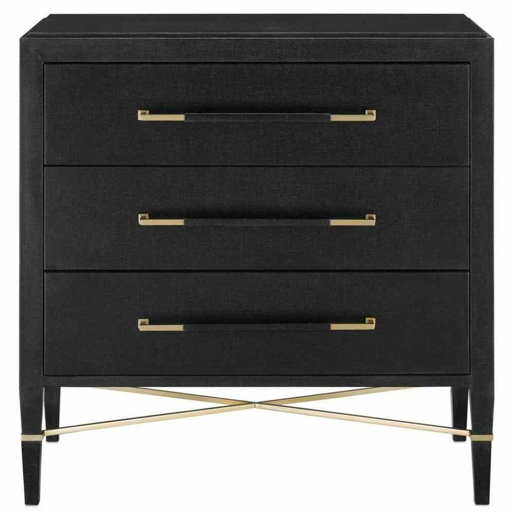 Black Linen Champagne Verona Black Chest Accent Cabinet Accent Cabinets Sideboards and Things By Currey & Co