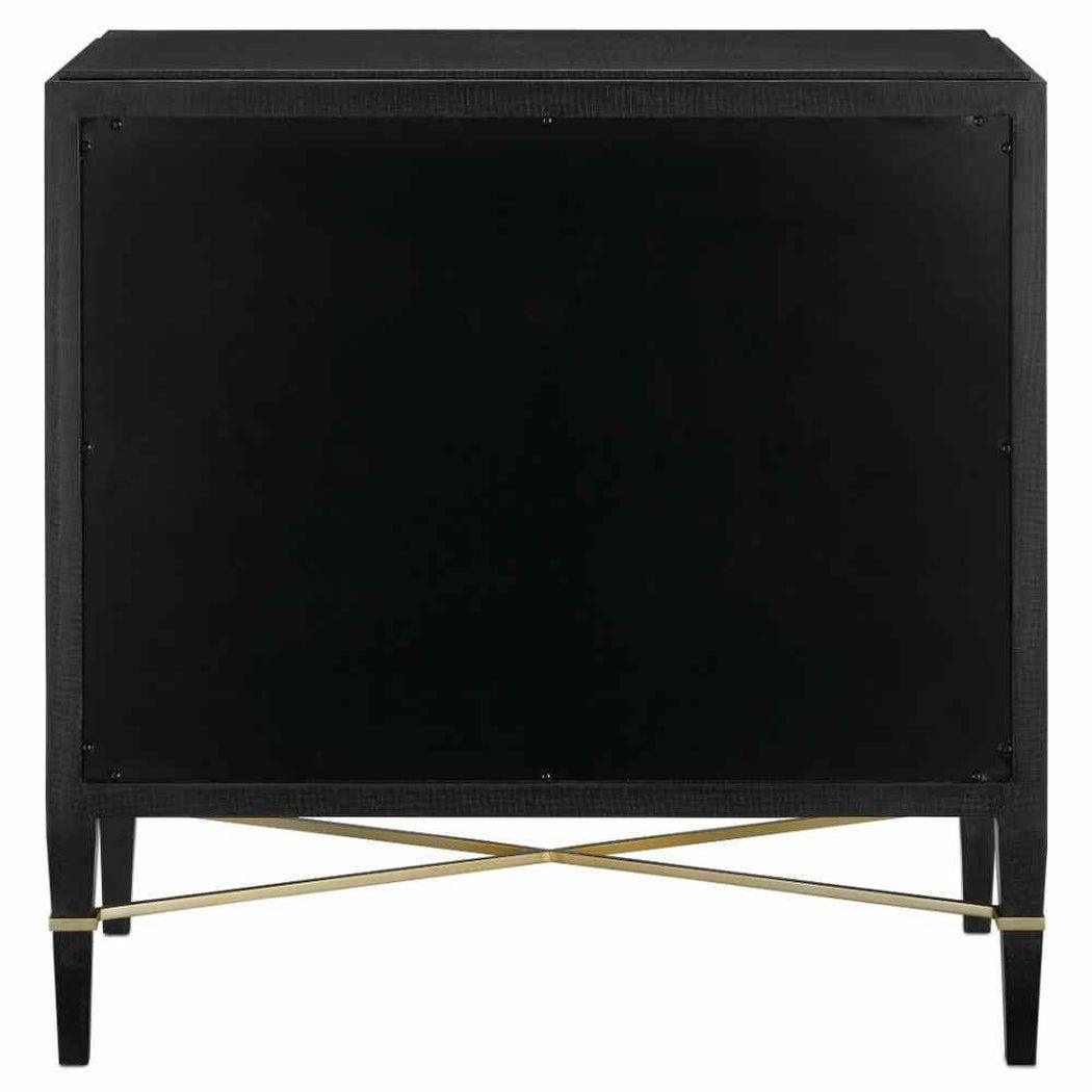 Black Linen Champagne Verona Black Chest Accent Cabinet Accent Cabinets Sideboards and Things By Currey & Co