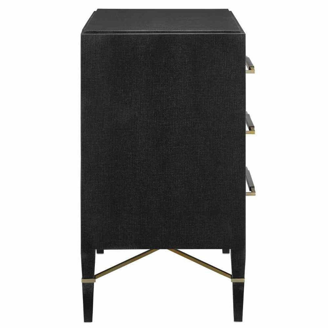 Black Linen Champagne Verona Black Chest Accent Cabinet Accent Cabinets Sideboards and Things By Currey & Co