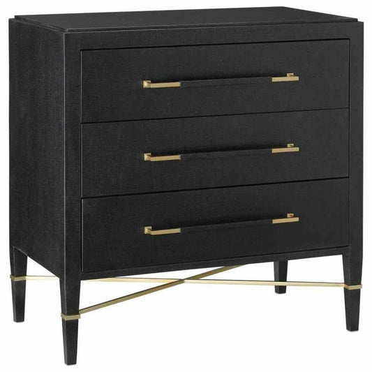 Black Linen Champagne Verona Black Chest Accent Cabinet Accent Cabinets Sideboards and Things By Currey & Co
