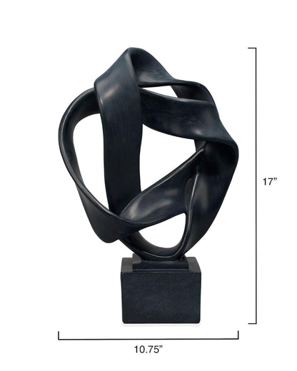 Black Polyresin Intertwined Object on Stand Statues & Sculptures Sideboards and Things By Jamie Young