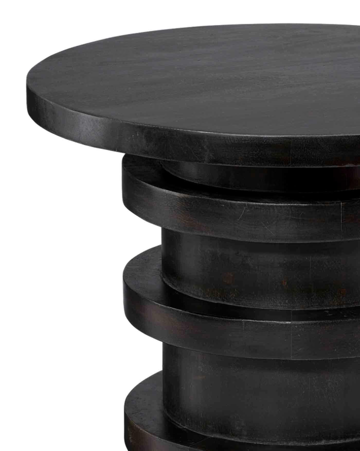 Black Solid Wood Round End Table Side Tables Sideboards and Things By Jamie Young