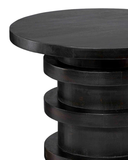 Black Solid Wood Round End Table Side Tables Sideboards and Things By Jamie Young