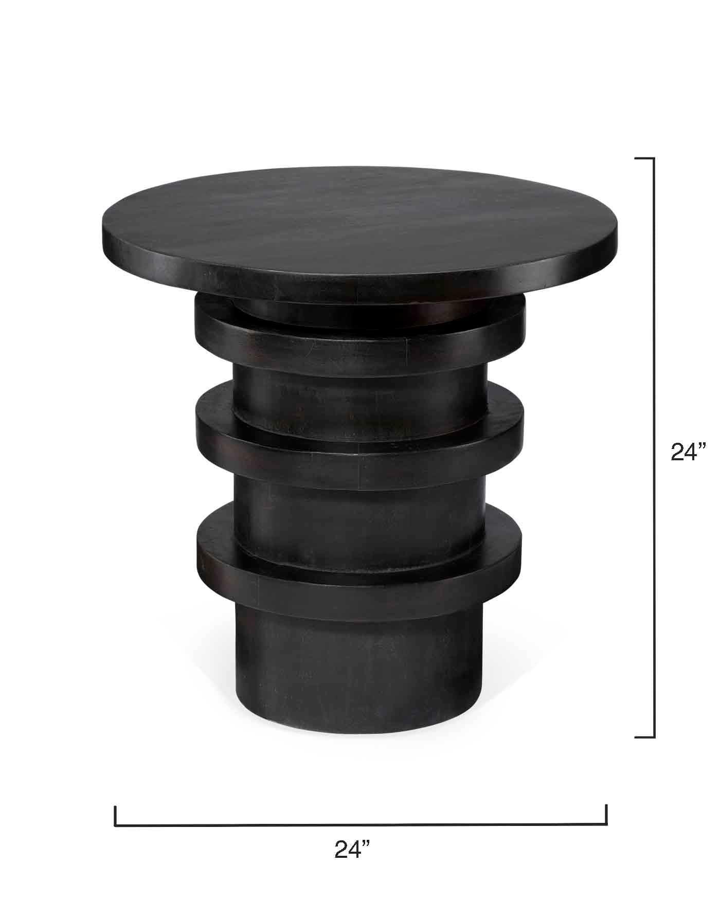 Black Solid Wood Round End Table Side Tables Sideboards and Things By Jamie Young