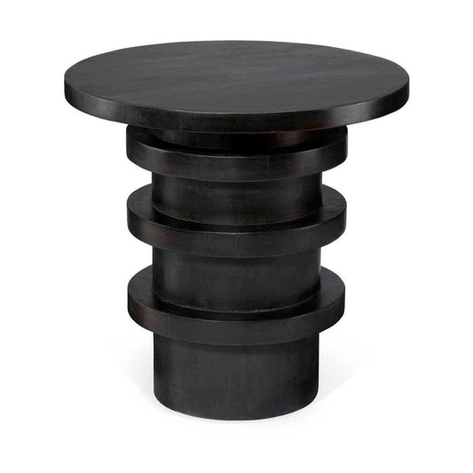 Black Solid Wood Round End Table Side Tables Sideboards and Things By Jamie Young