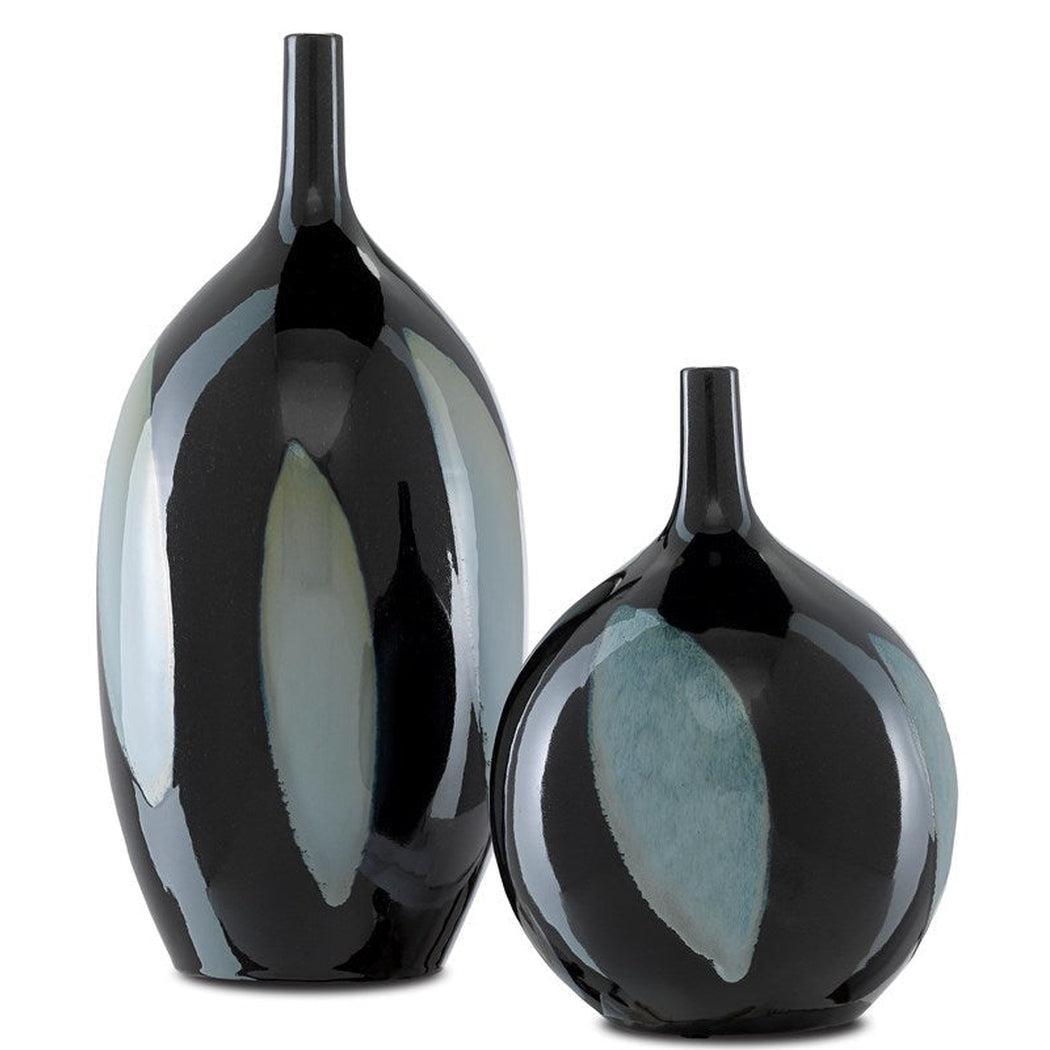 Black Steel Blue Let Us Twist The Glass Round Vase Vases & Jars Sideboards and Things By Currey & Co