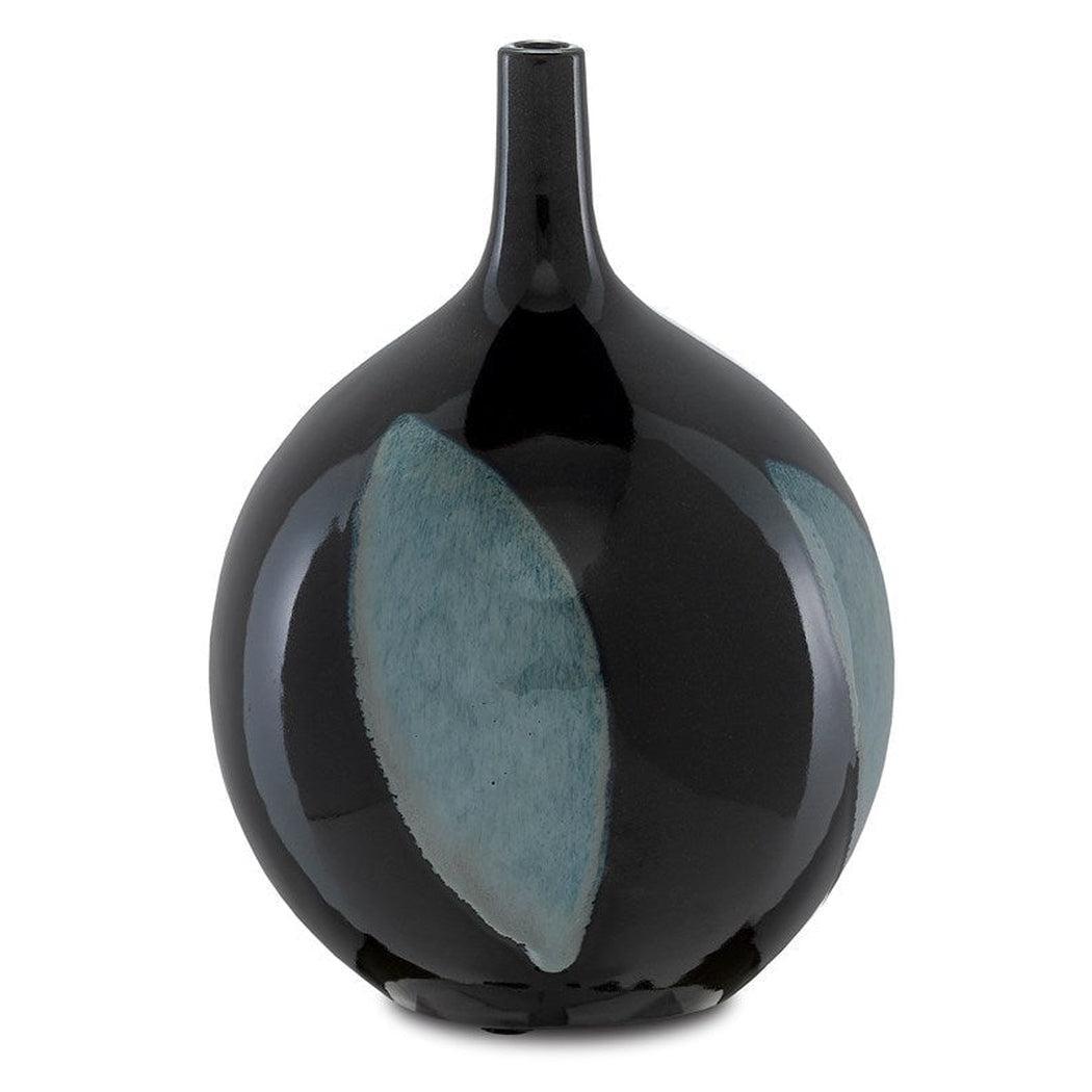 Black Steel Blue Let Us Twist The Glass Round Vase Vases & Jars Sideboards and Things By Currey & Co