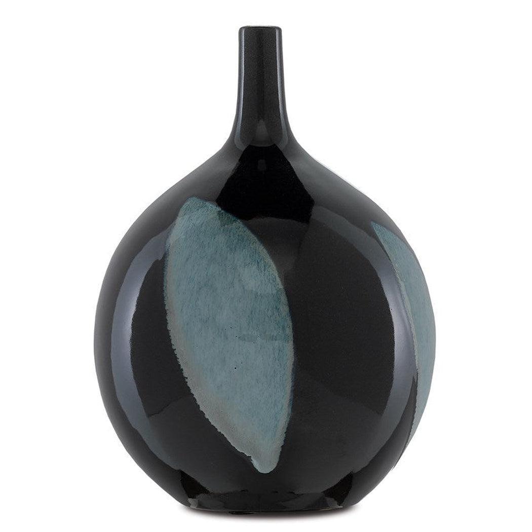 Black Steel Blue Let Us Twist The Glass Round Vase Vases & Jars Sideboards and Things By Currey & Co