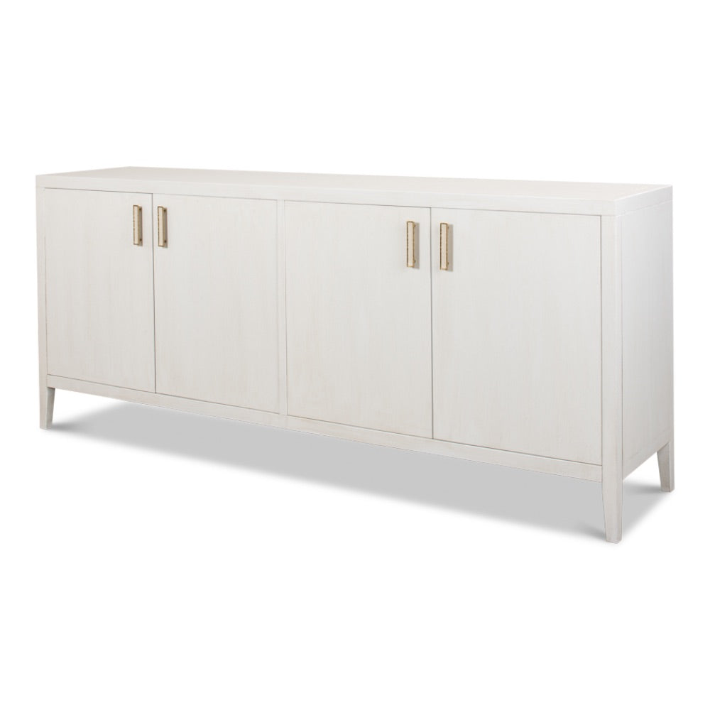 Blanco 4 Door Buffet Cortina White-Sideboards-Sarreid-LOOMLAN